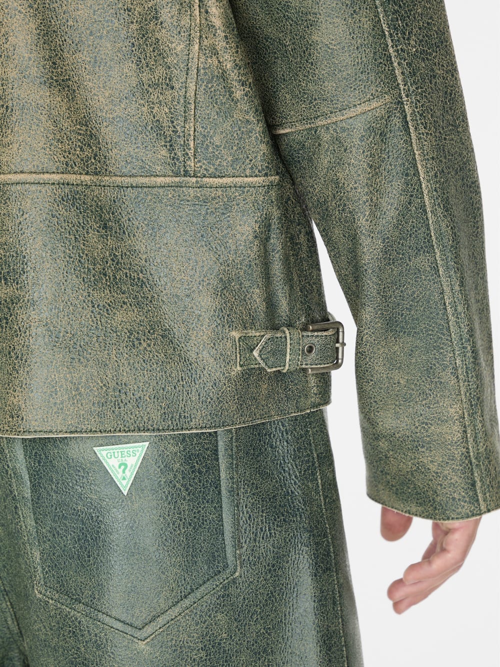 crackle leather zip jacket - Guess