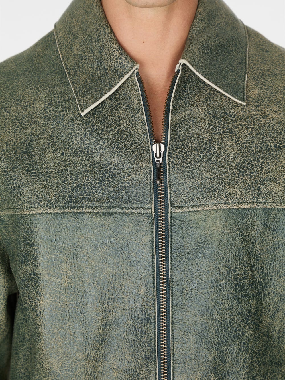 crackle leather zip jacket - Guess