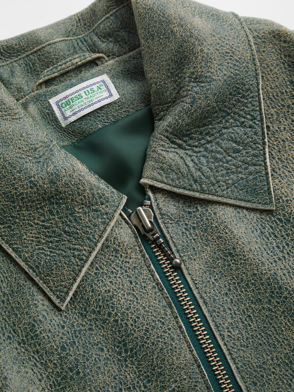 crackle leather zip jacket - Guess