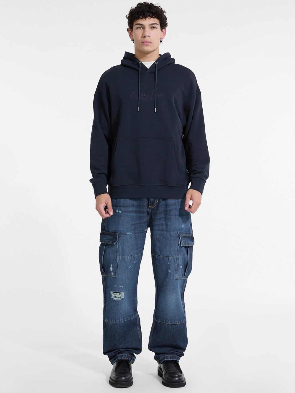 Embroidered Logo Hoodie - Guess