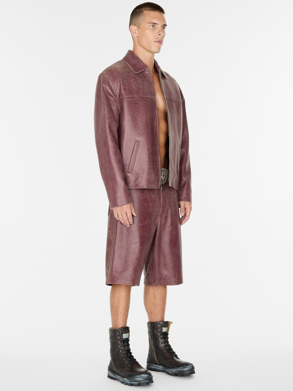 crackle leather zip jacket - Guess