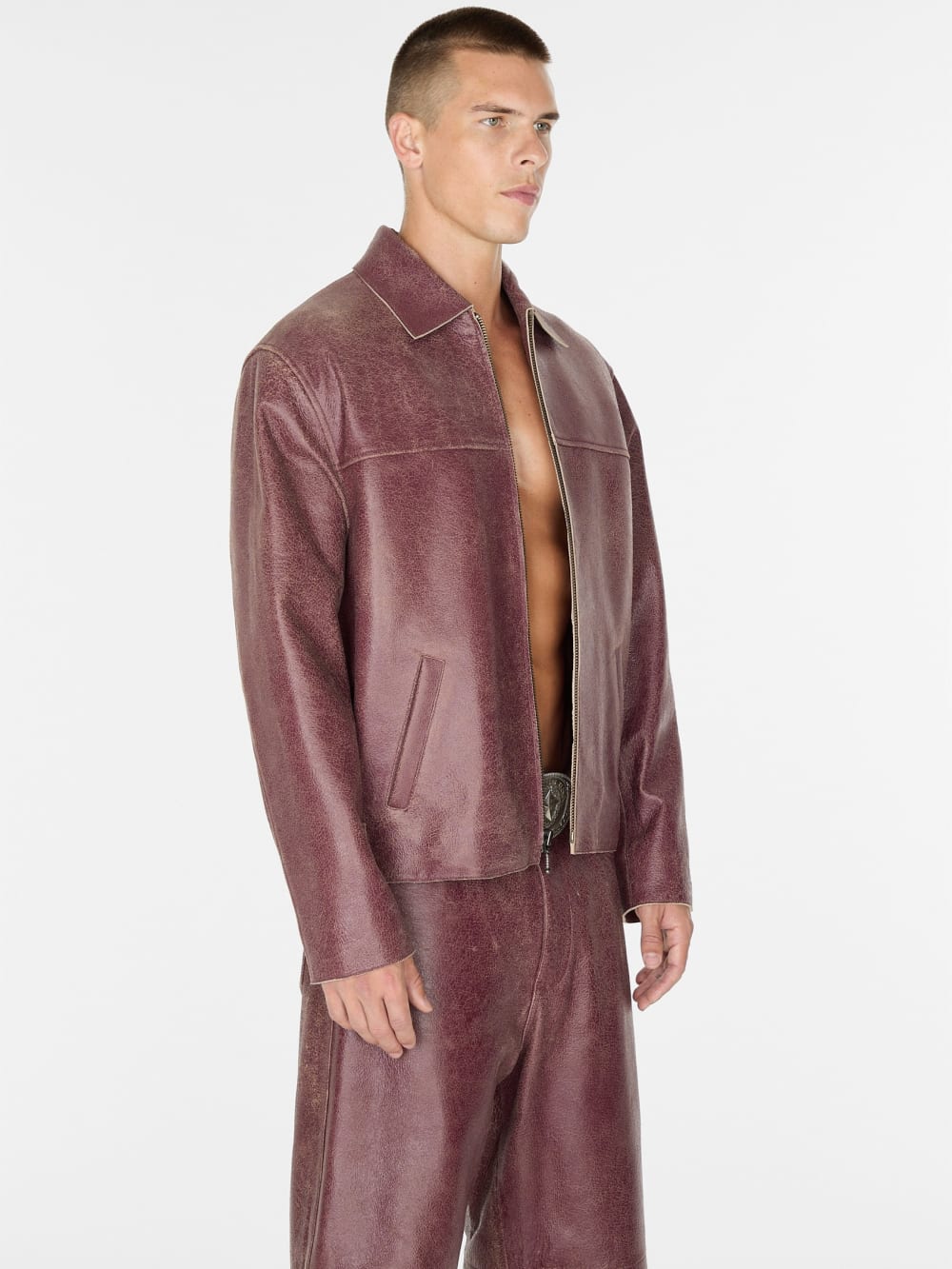 crackle leather zip jacket - Guess