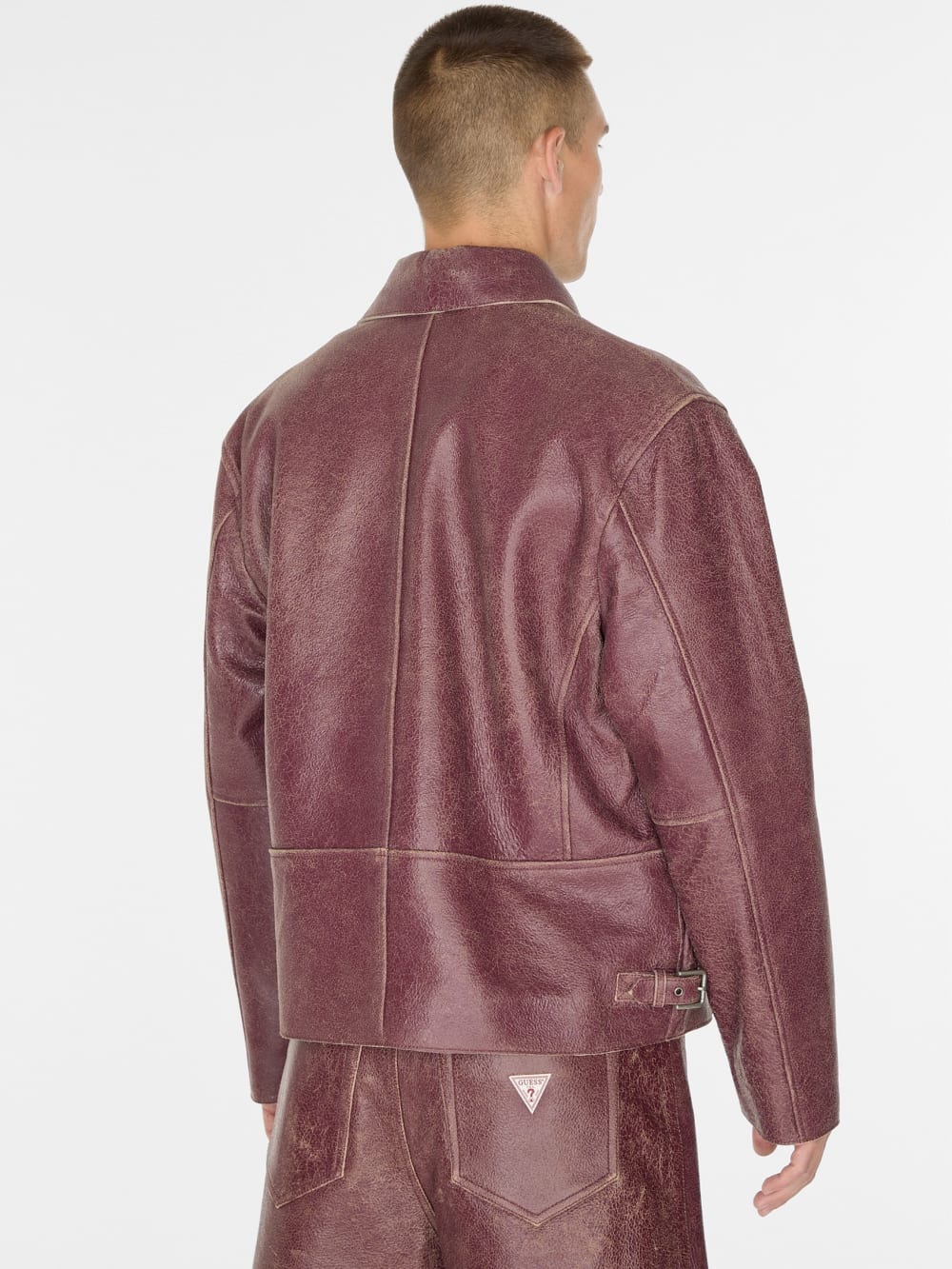 crackle leather zip jacket - Guess