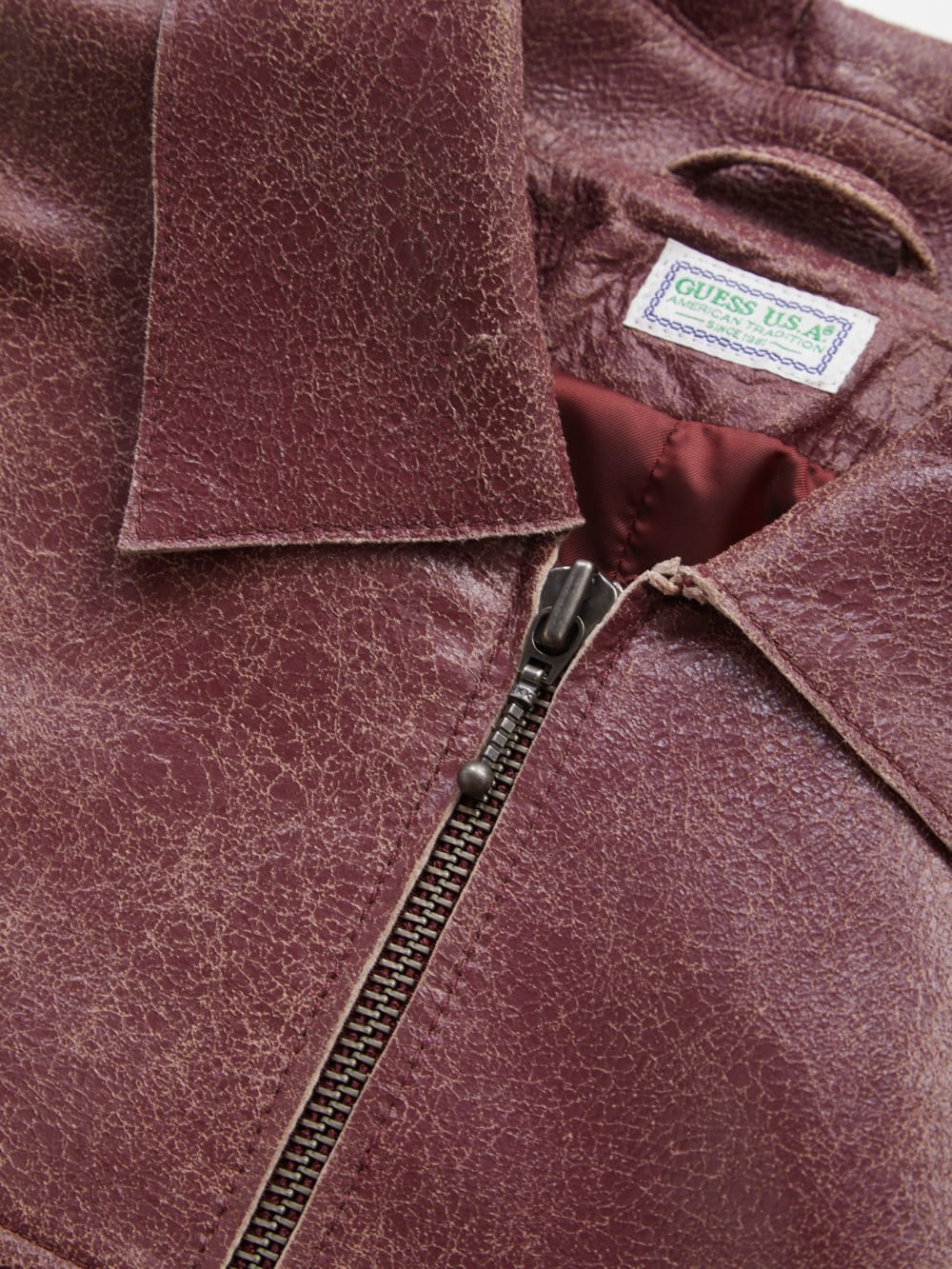 crackle leather zip jacket - Guess