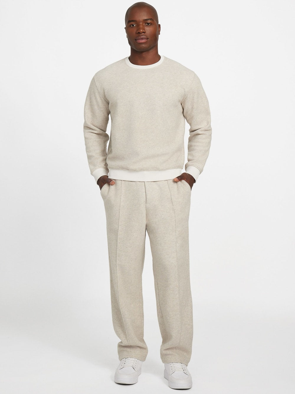 Crewneck Scuba Wool-Blend Melange Sweater - Guess