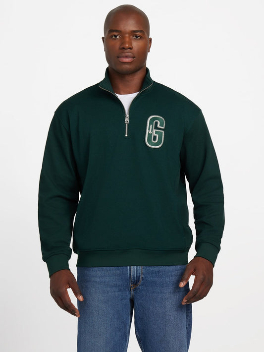 Eco Harris Twill Zip Mock Neck Sweater - Guess