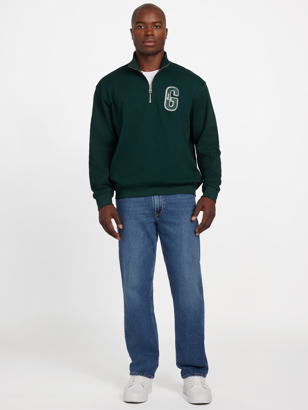 Eco Harris Twill Zip Mock Neck Sweater - Guess