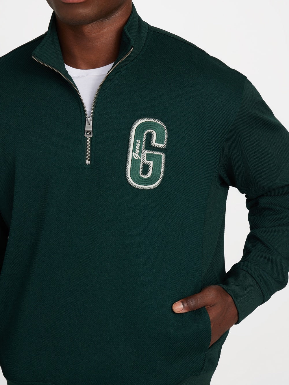 Eco Harris Twill Zip Mock Neck Sweater - Guess