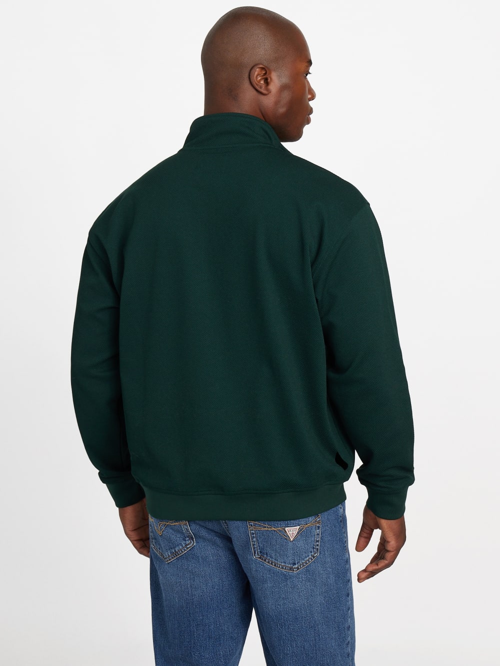 Eco Harris Twill Zip Mock Neck Sweater - Guess