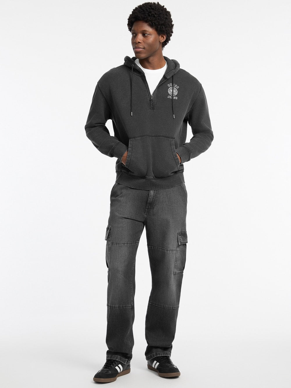 Printed Half-Zip Logo Hoodie - Guess
