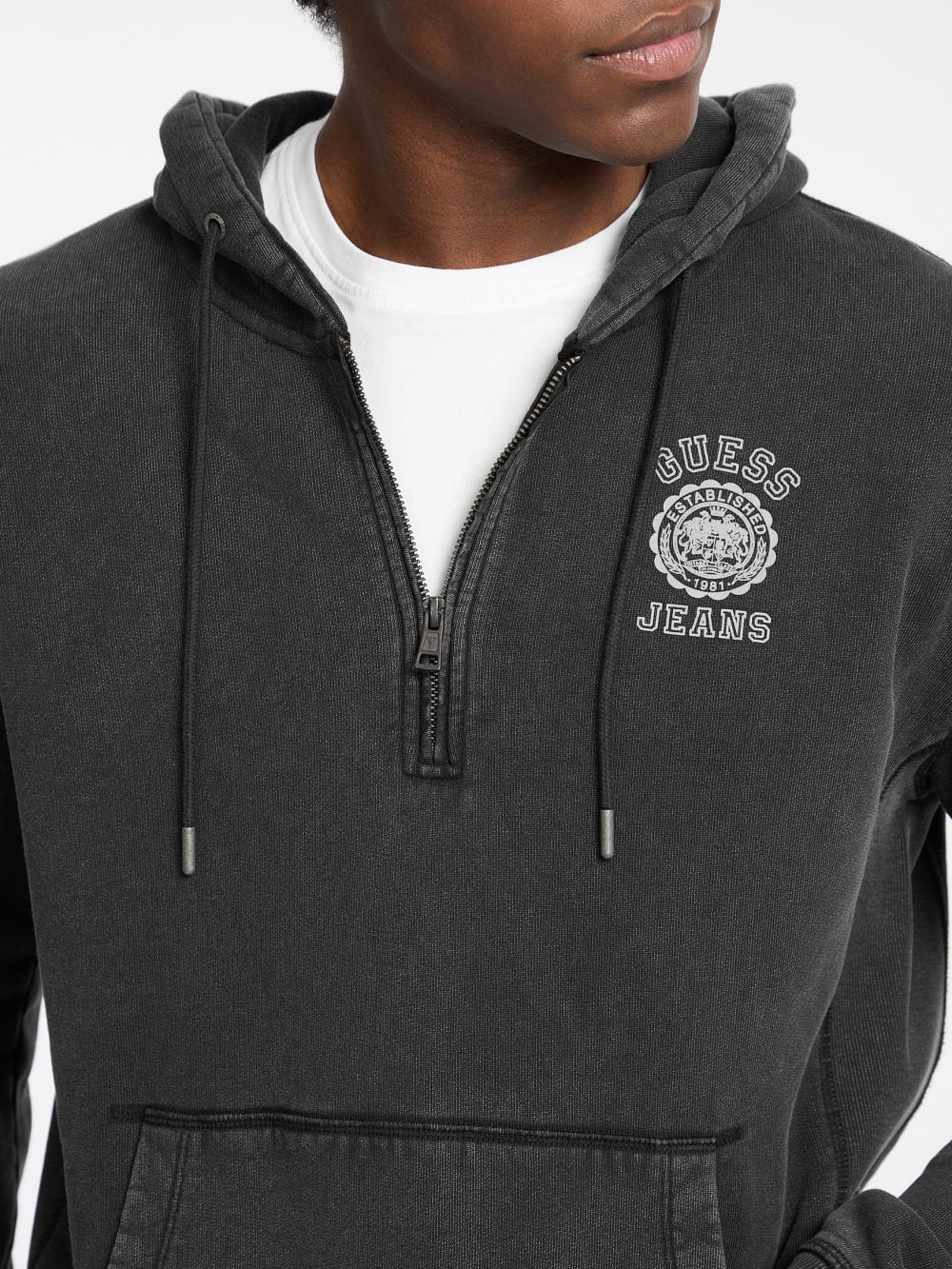Printed Half-Zip Logo Hoodie - Guess