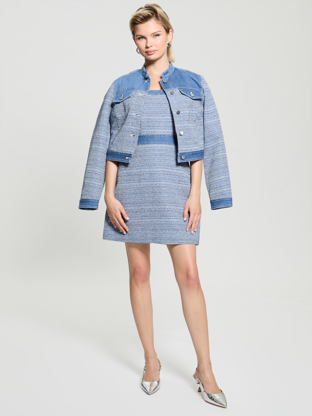 Elsie Tweed and Denim Dress - Guess