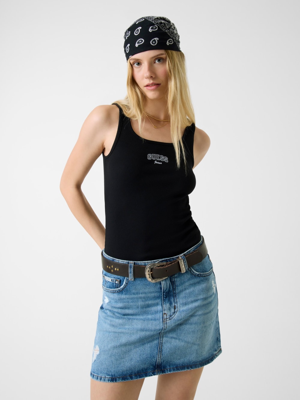 Embroidered Logo Slim Tank - Guess