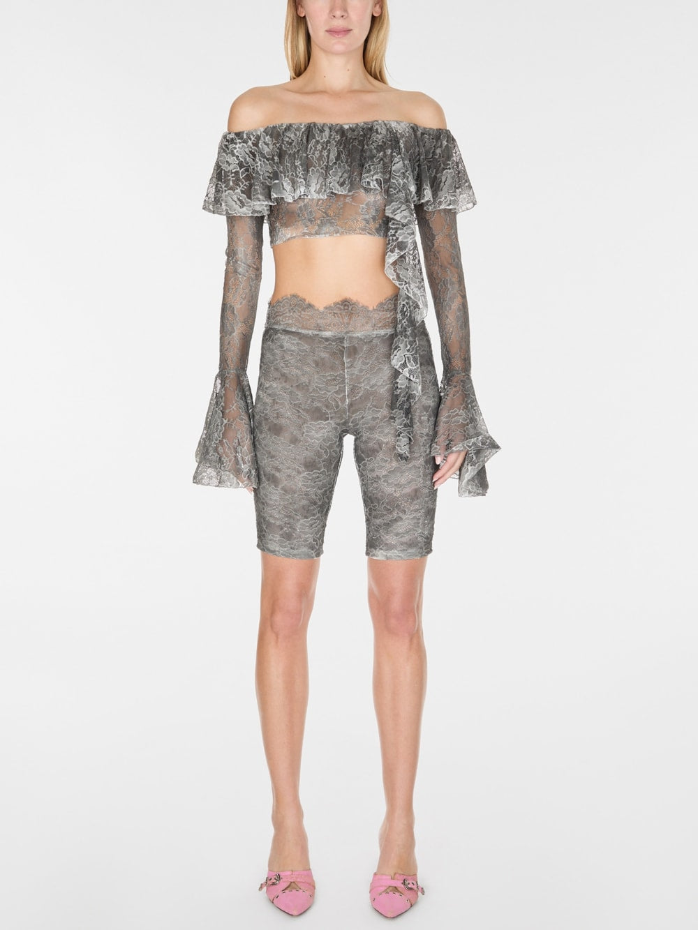 off-the-shoulder lace top - Guess
