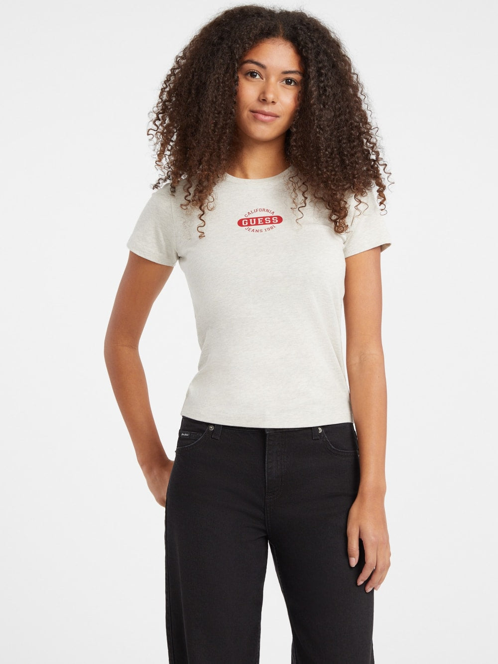 Slim Heathered Stamp Logo Tee - Guess