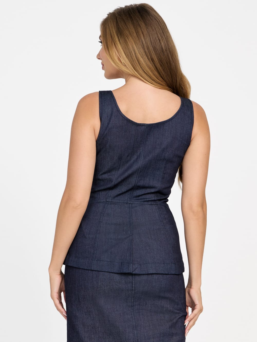 Denim Zip Corset Top - Guess
