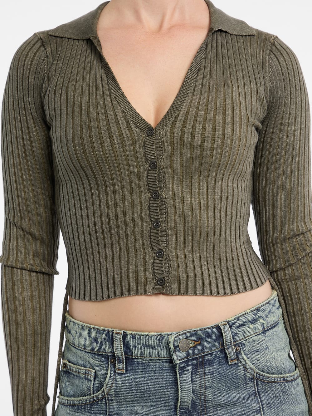 Eco GUESS Originals Shirred Tie Cardigan - Guess