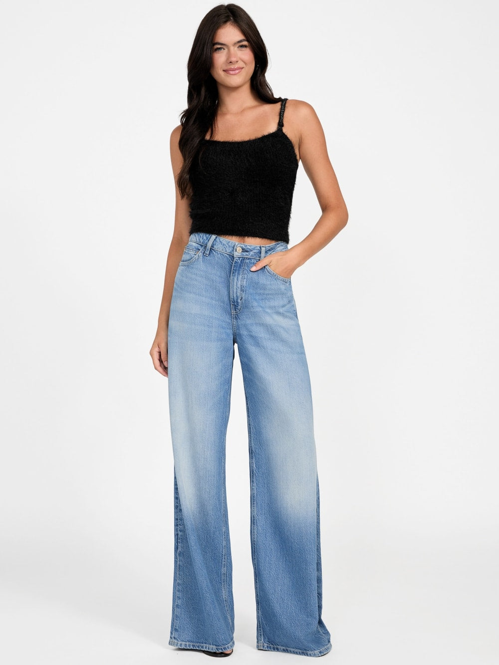 Keyla Fuzzy Sweater Crop Cami - Guess