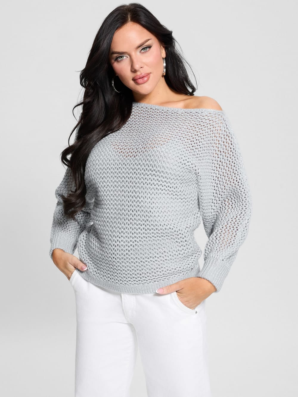 Poa Metallic Off-Shoulder Sweater - Guess