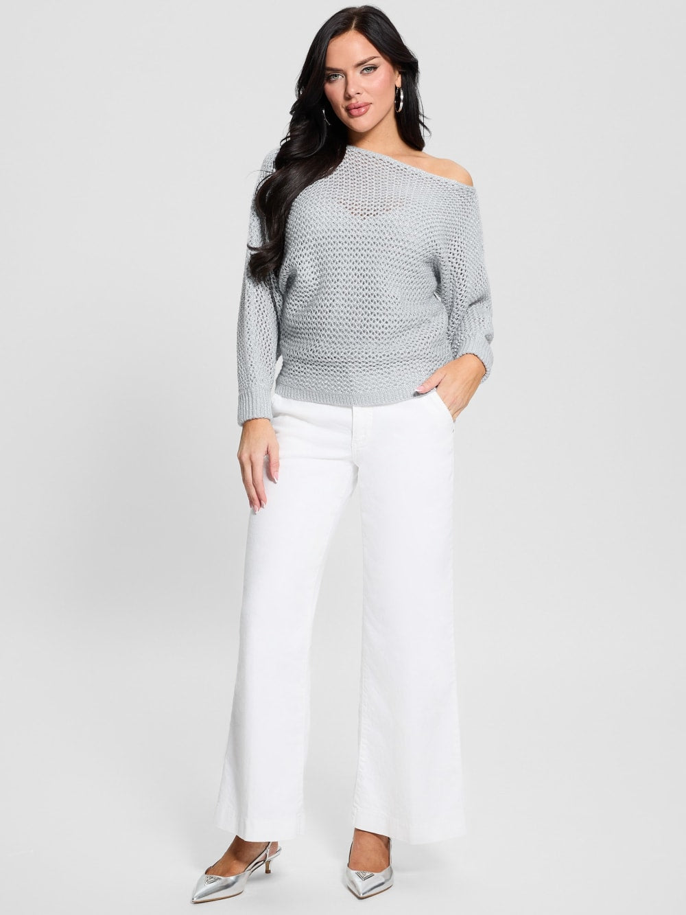 Poa Metallic Off-Shoulder Sweater - Guess