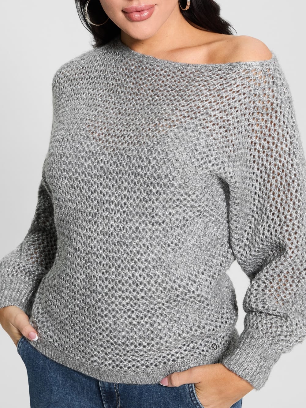 Poa Metallic Off-Shoulder Sweater - Guess