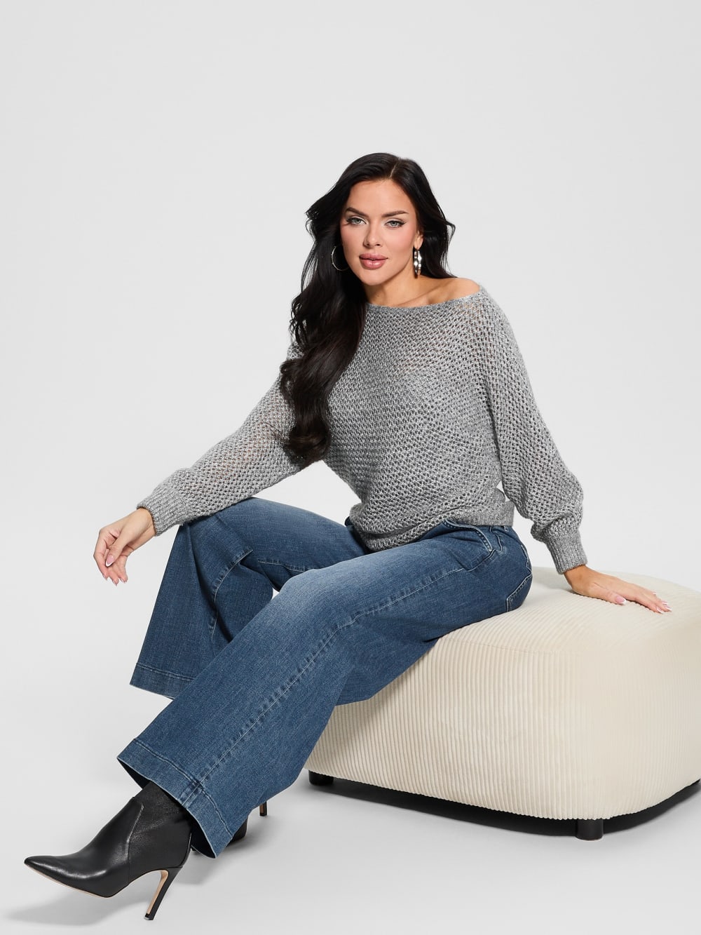 Poa Metallic Off-Shoulder Sweater - Guess