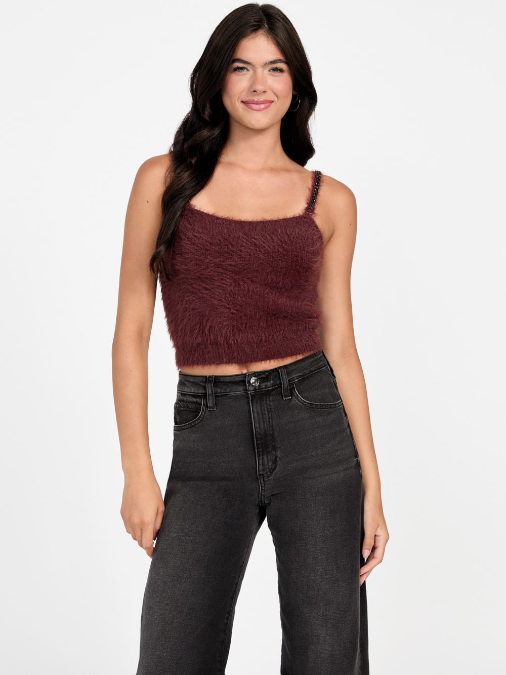 Keyla Fuzzy Sweater Crop Cami - Guess