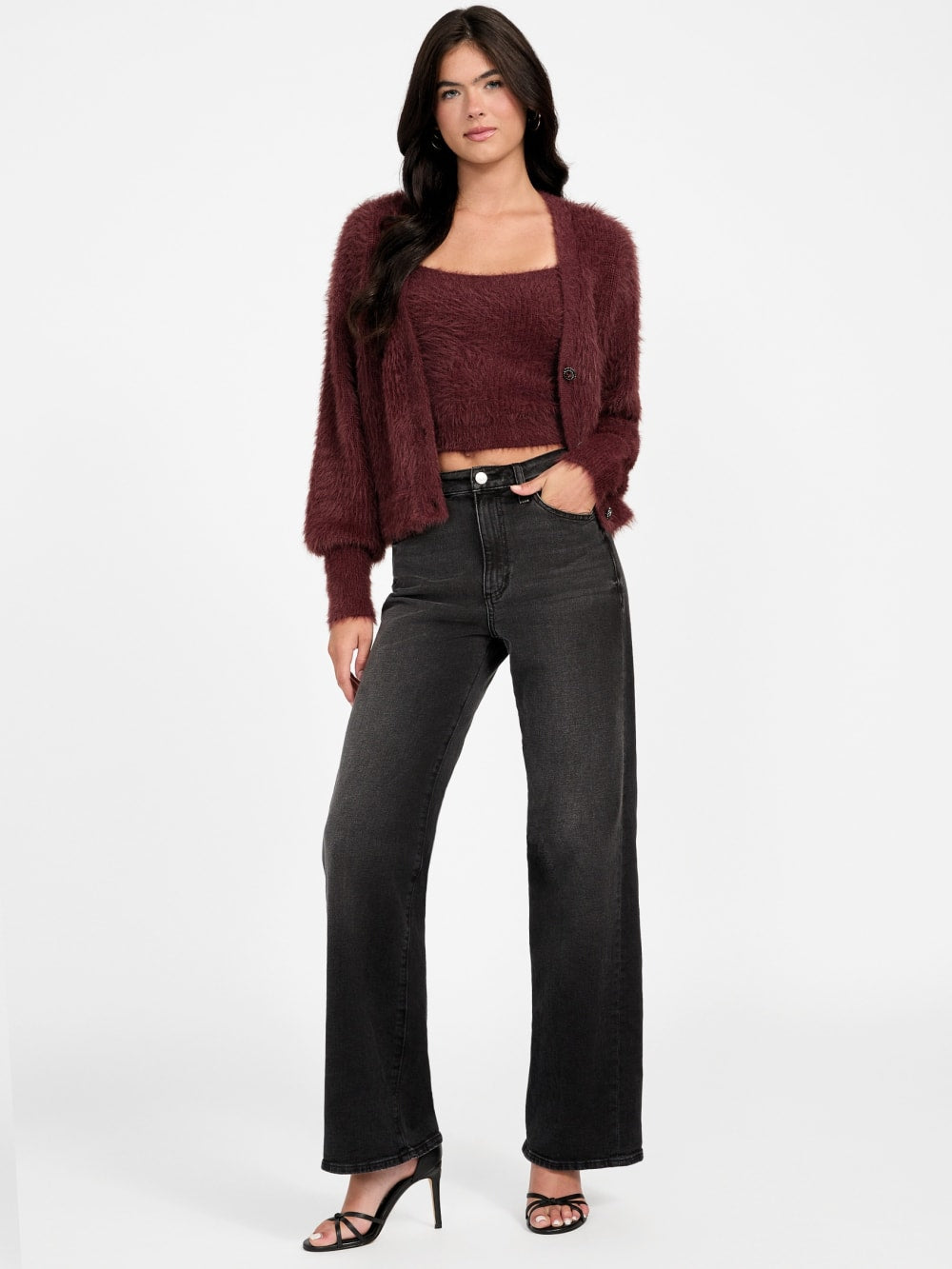 Keyla Fuzzy Sweater Crop Cami - Guess