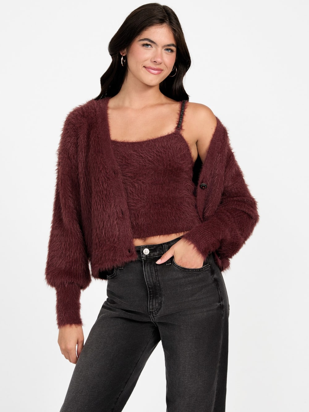Keyla Fuzzy Sweater Crop Cami - Guess