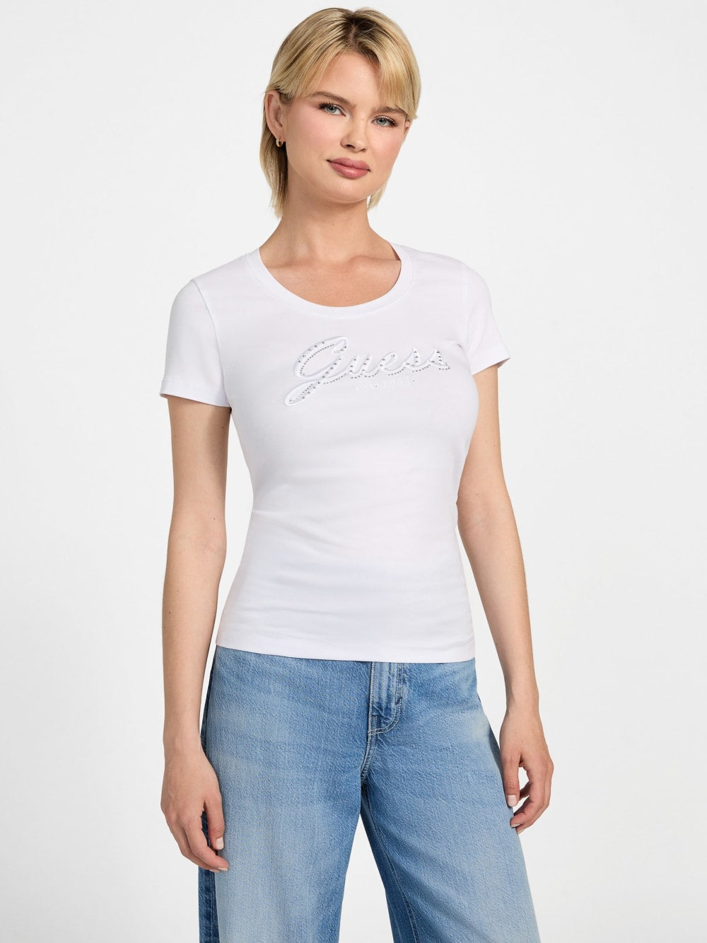 Eco Embroidered Script Logo Tee - Guess