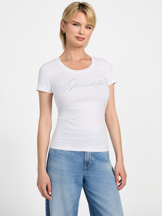 Eco Embroidered Script Logo Tee - Guess