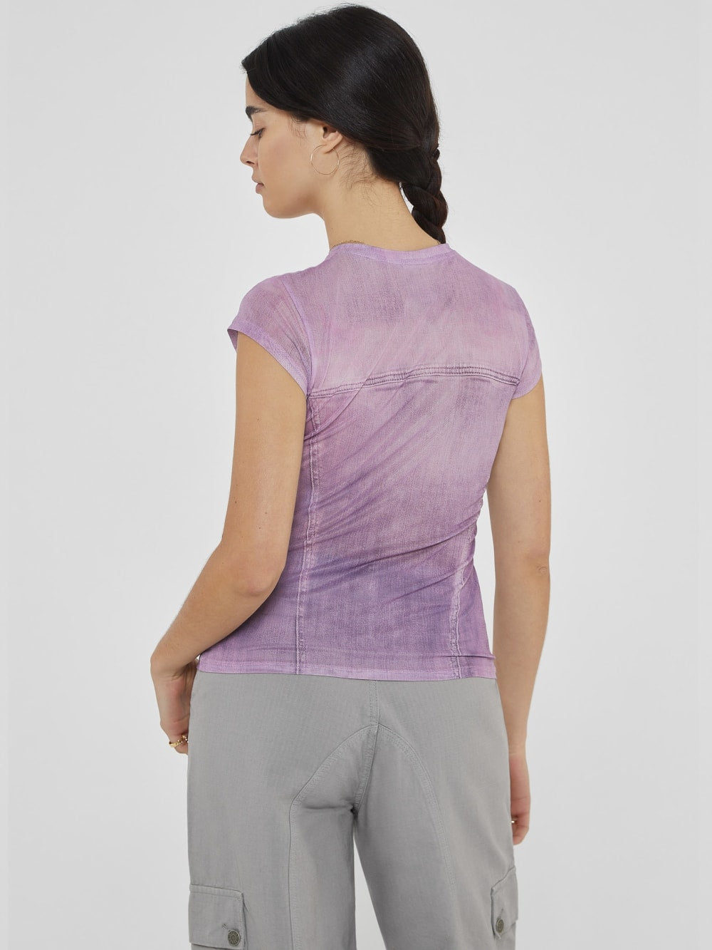 GUESS Originals Printed Stud and Denim Mesh Top - Guess