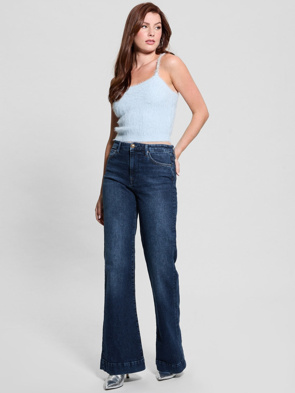 Keyla Fuzzy Sweater Crop Cami - Guess