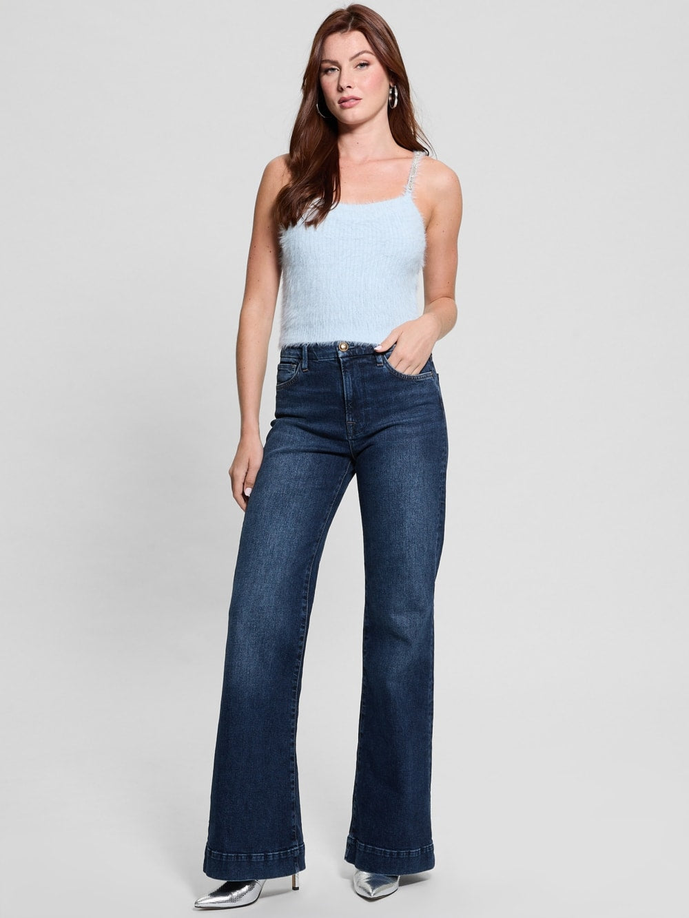 Keyla Fuzzy Sweater Crop Cami - Guess