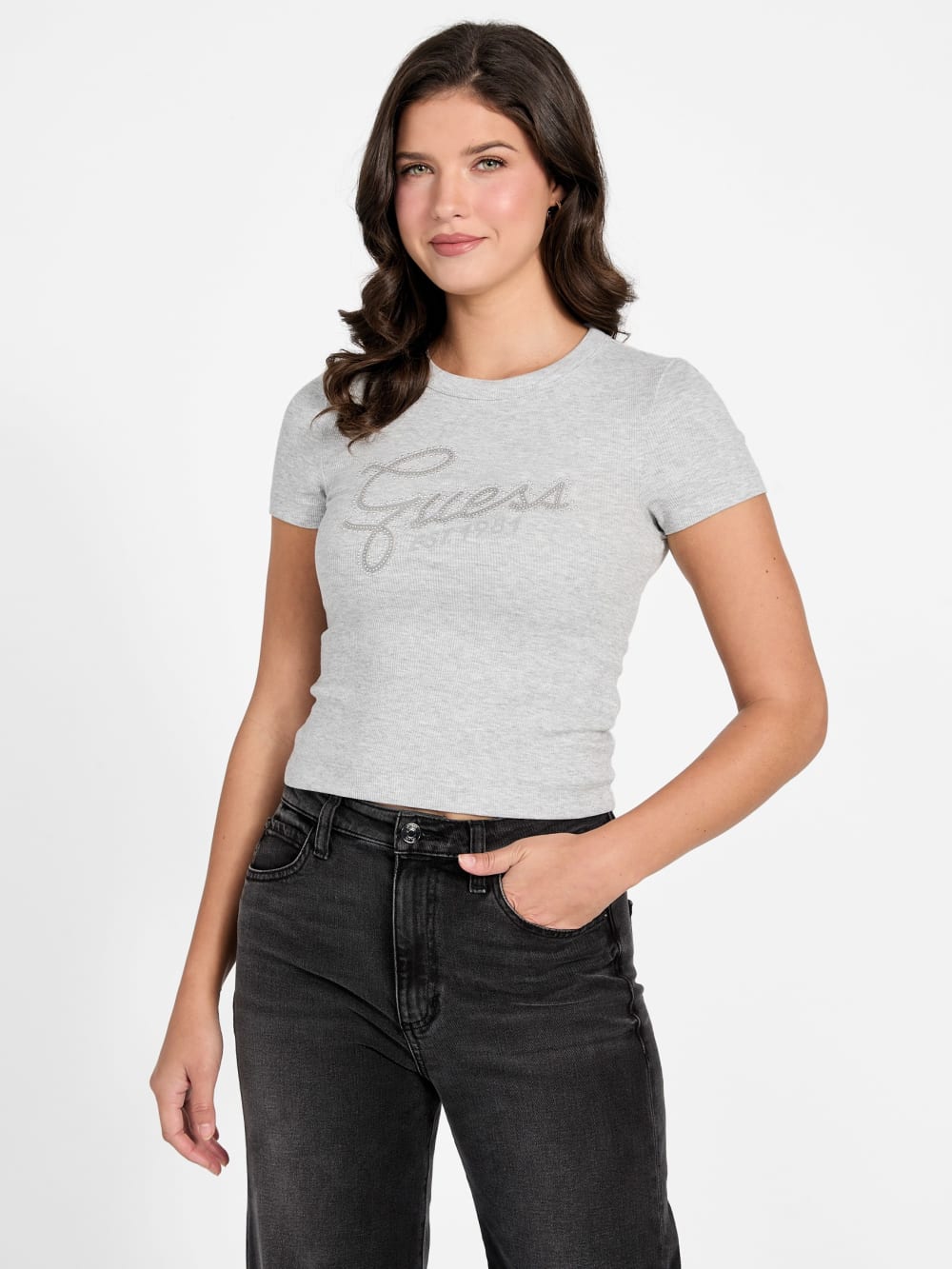 Logo Rhinestones t-shirt - Guess