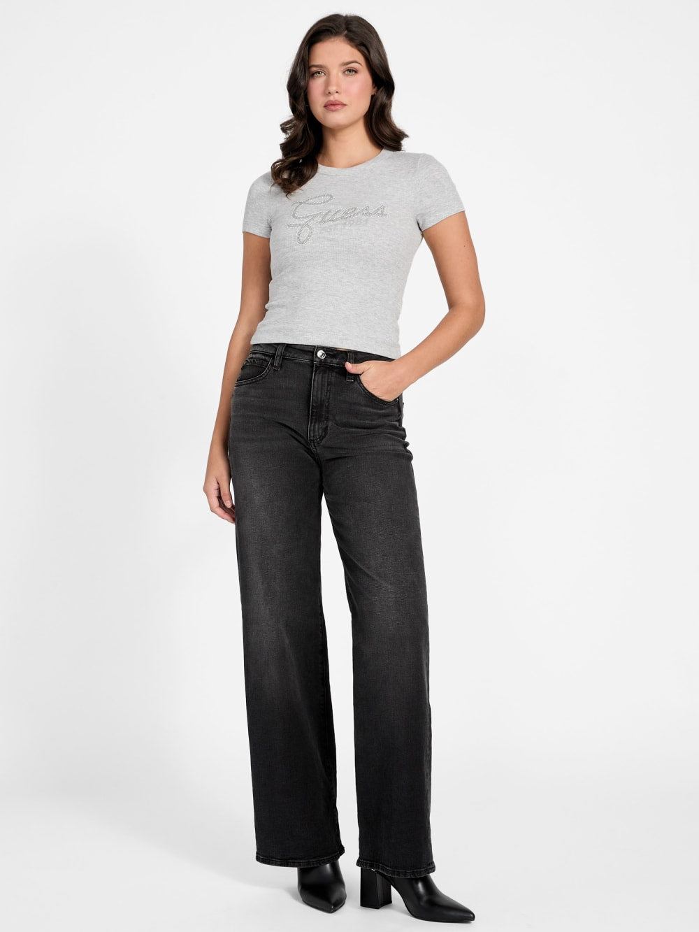 Logo Rhinestones t-shirt - Guess