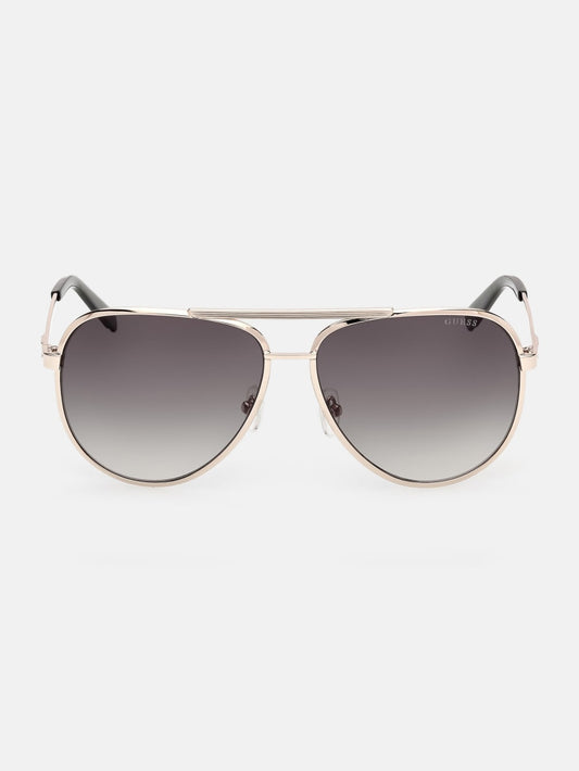 Aviator Striped Metal Sunglasses - Guess