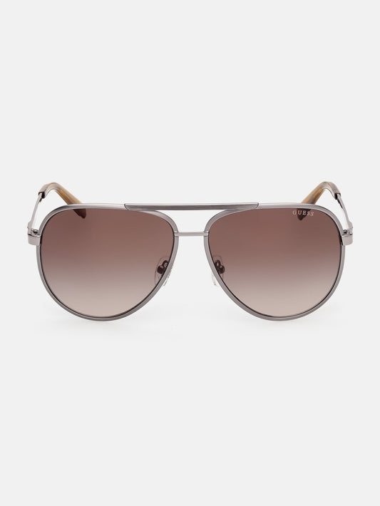 Aviator Striped Metal Sunglasses - Guess