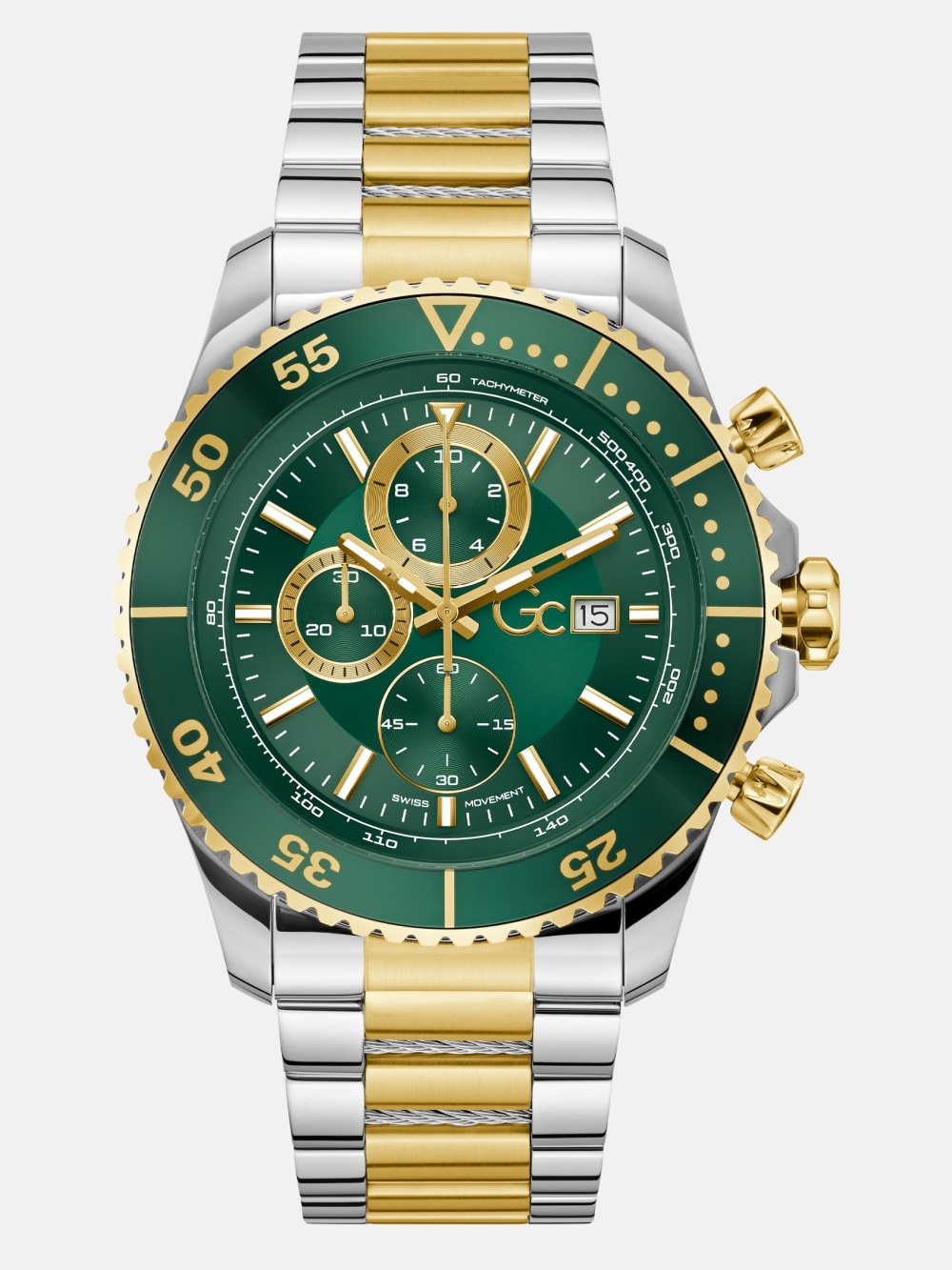 Gc Two-Tone and Green Multifunction Watch - Guess