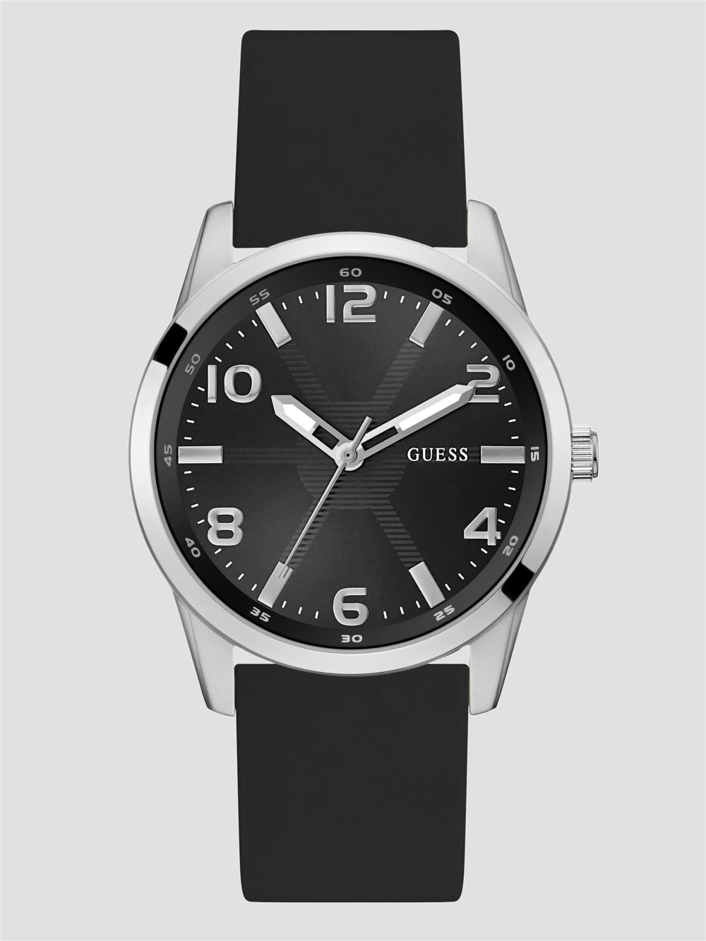 Black and Silver-Tone Silicone Analog Watch - Guess