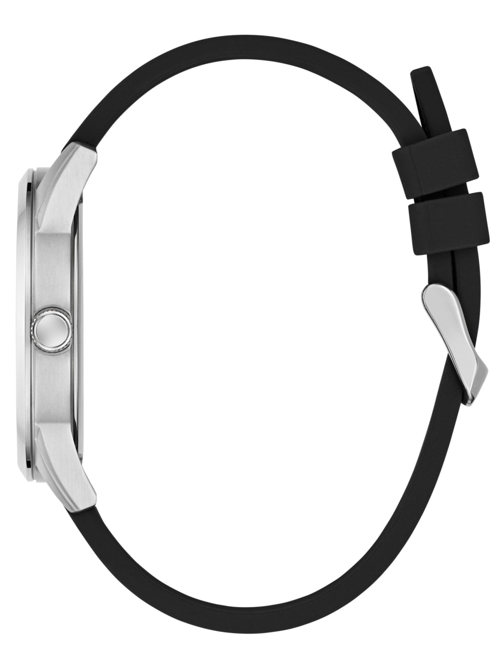 Black and Silver-Tone Silicone Analog Watch - Guess