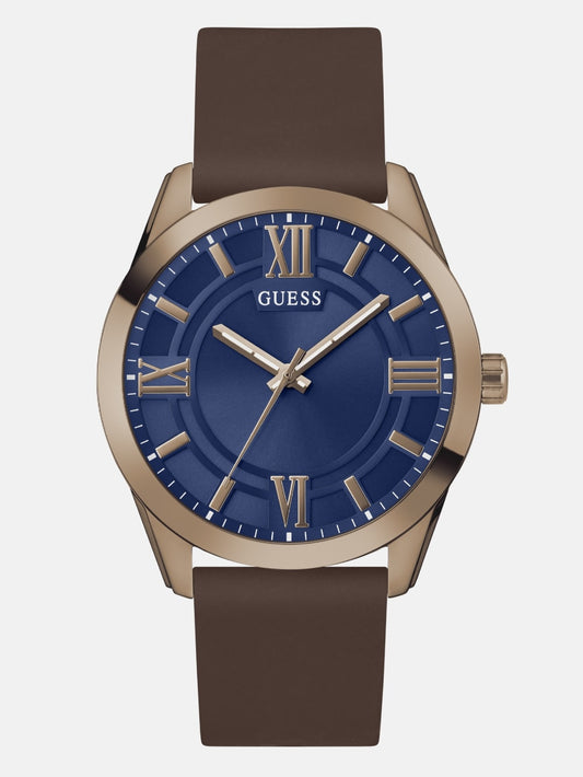 Blue and Brown Silicone Analog Watch - Guess