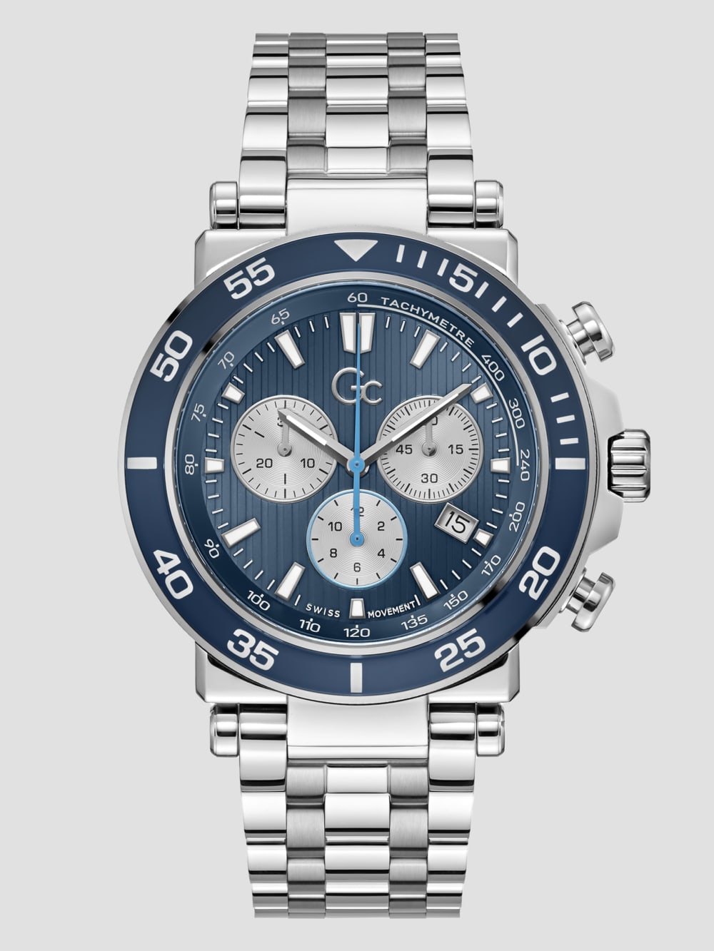 Silver-Tone and Blue Chronograph Sport Watch - Guess