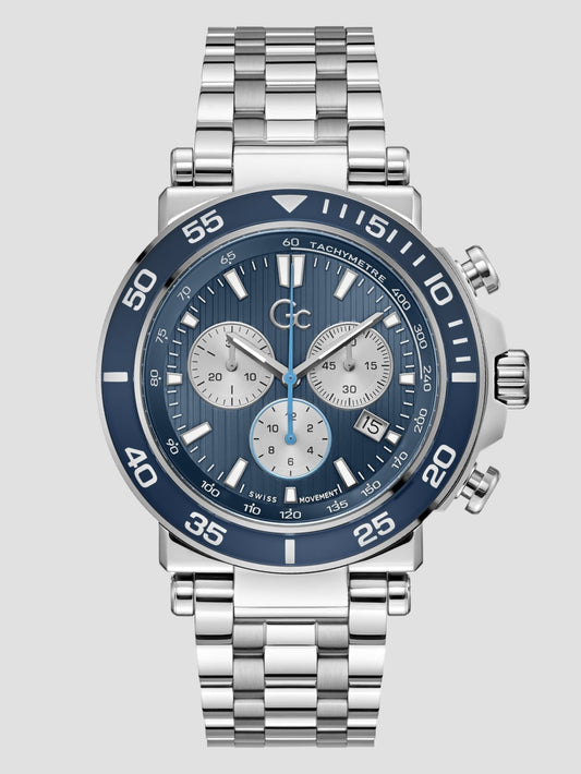 Silver-Tone and Blue Chronograph Sport Watch - Guess