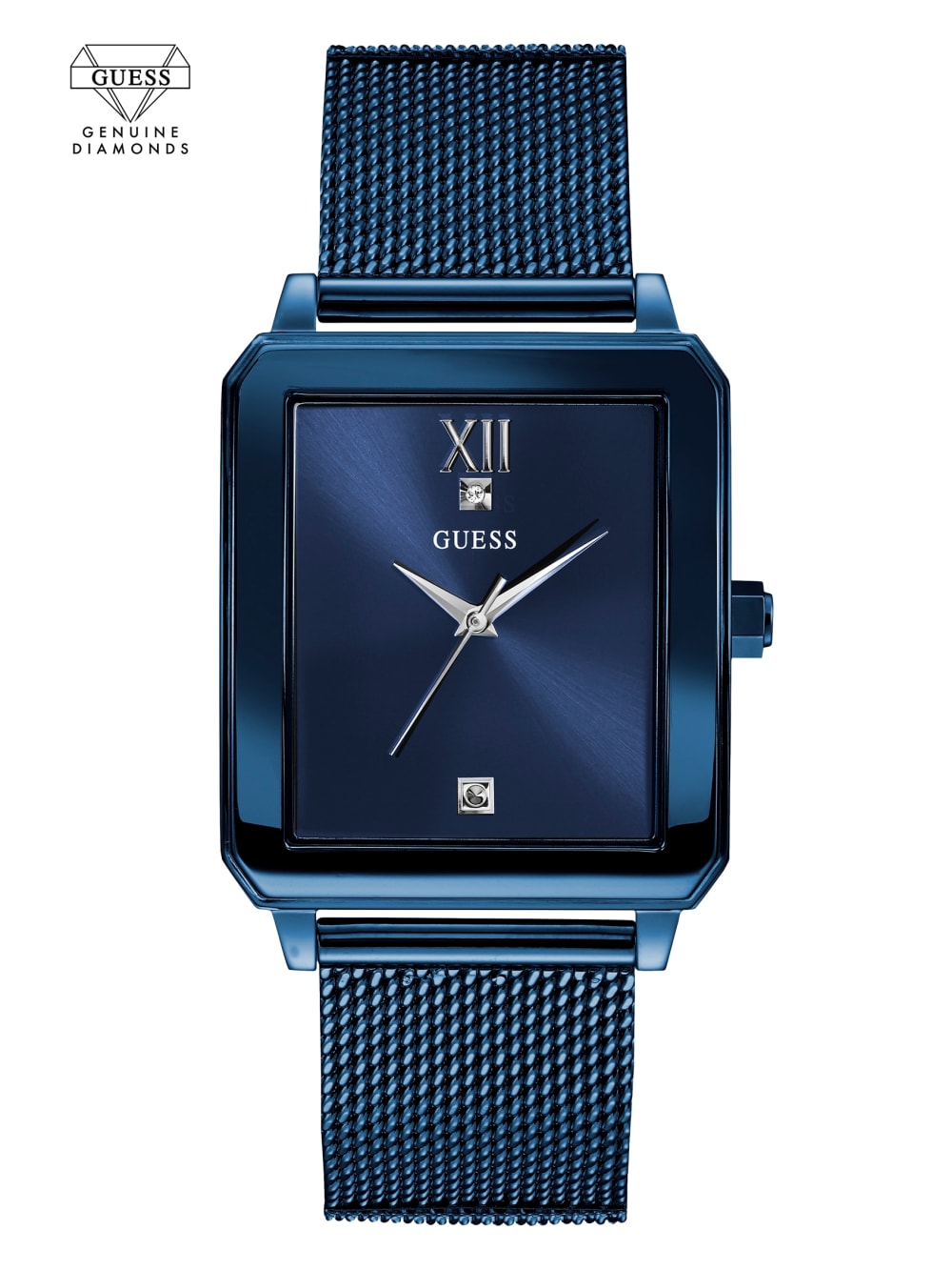Blue Diamond Rectangular Watch - Guess