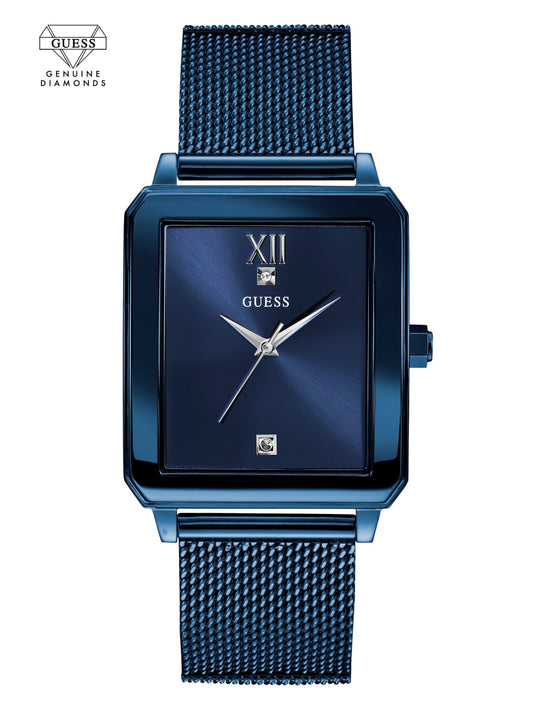 Blue Diamond Rectangular Watch - Guess
