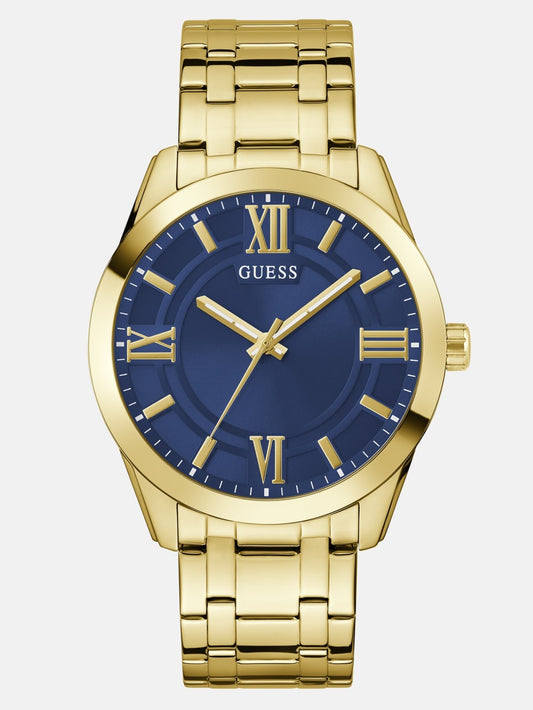 Gold-Tone and Blue Analog Watch - Guess