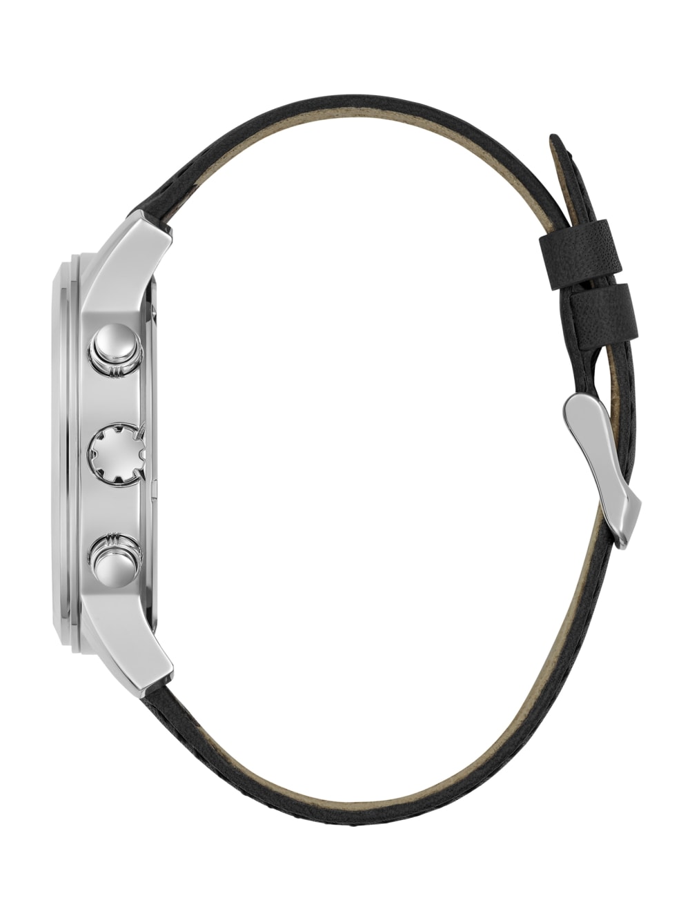 Silver-Tone Leather Multifunction Watch - Guess