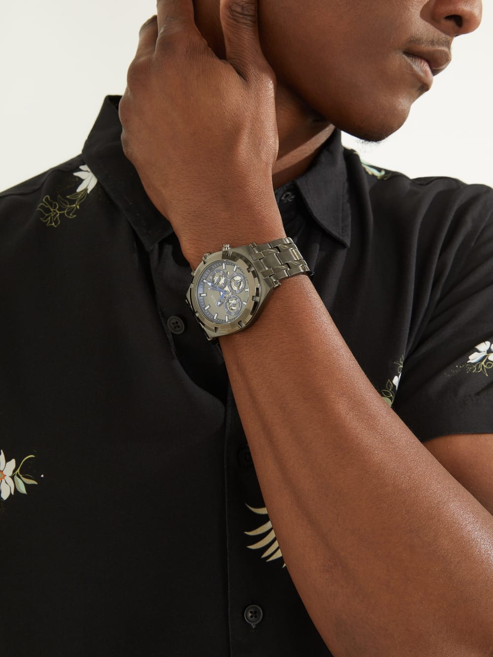 Dark Silver-Tone Multifunction Watch - Guess