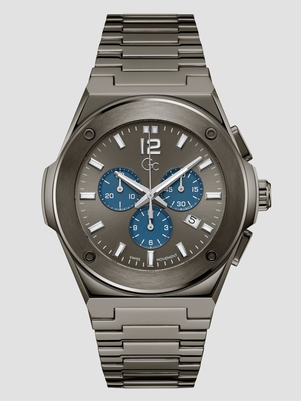 Gc Dark Silver-Tone and Blue Multifunction Watch - Guess